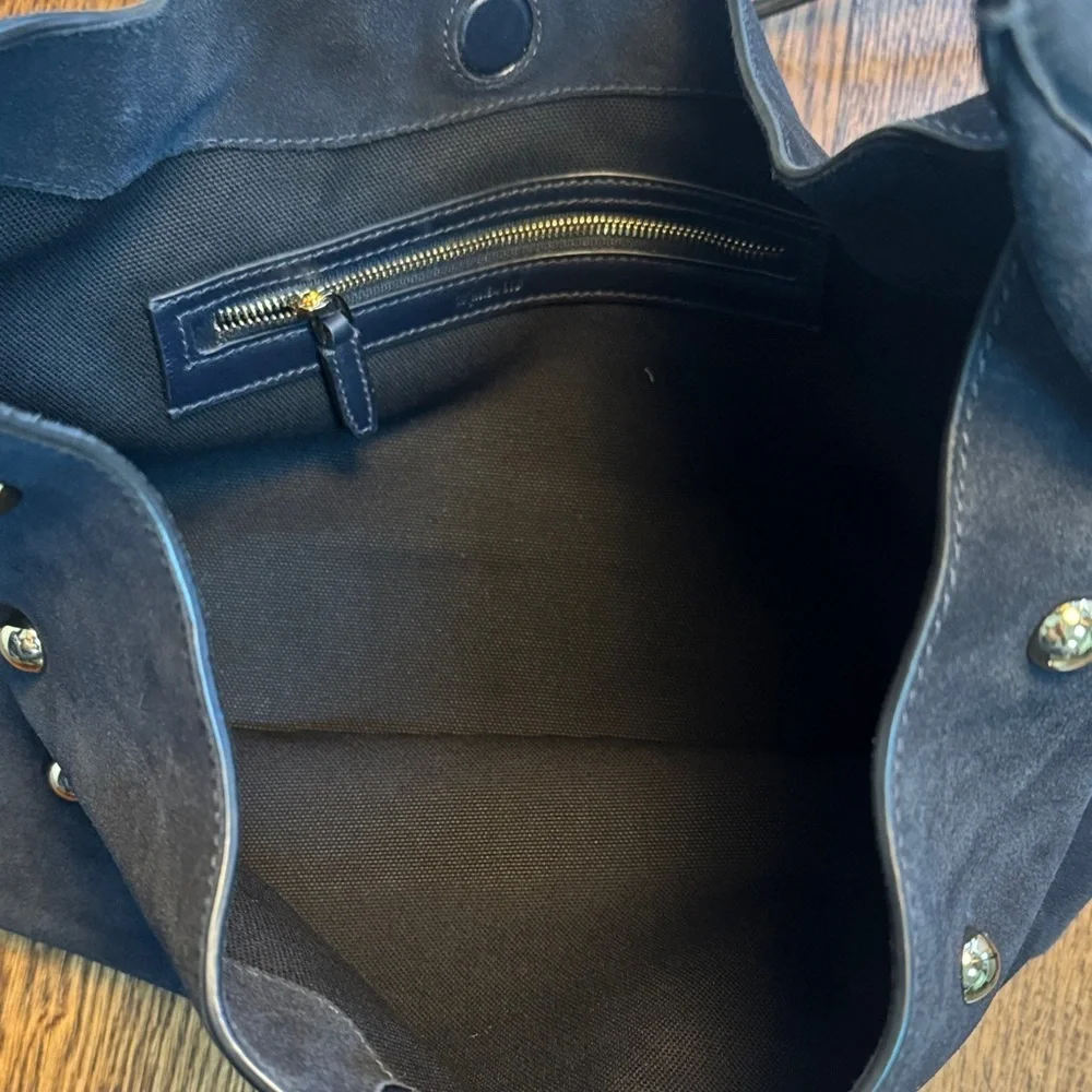 Madewell Mylie Studded Suede Hobo Shoulder Bag Juniper Berry Blue